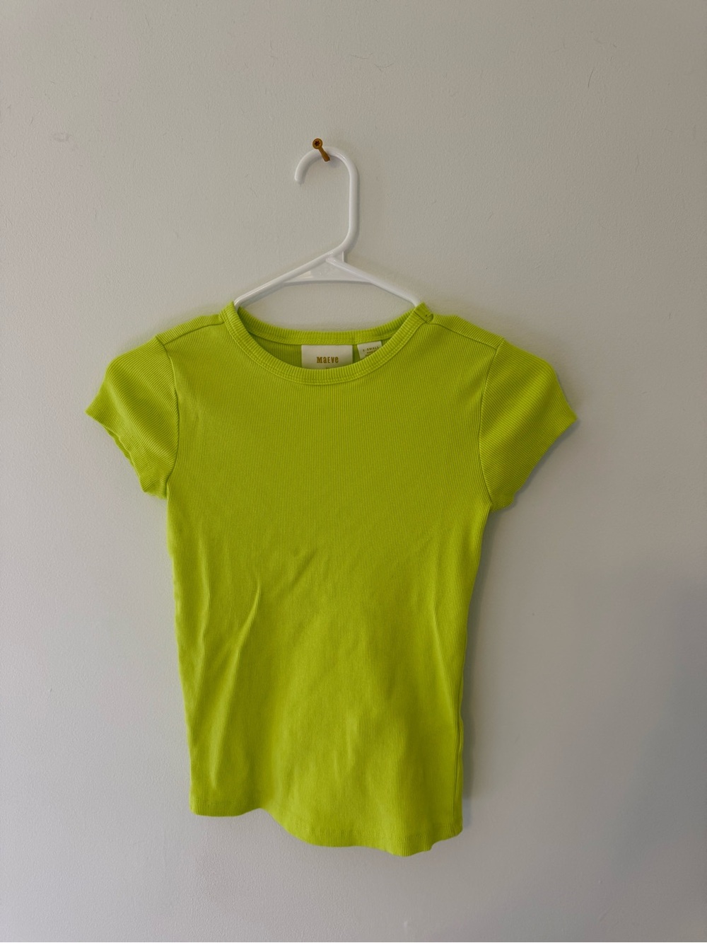 Maeve By Anthropologie Lime Green Short Sleeve Ribbed Tee